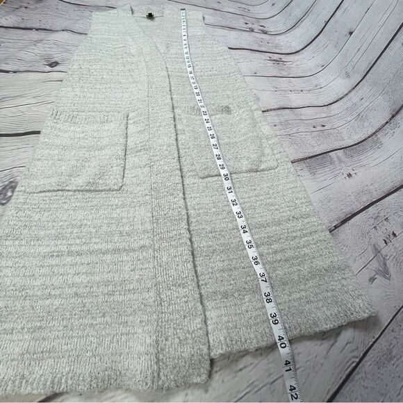 ECHO light gray wool blend warm textured open front cardigan vest, size M / L - Picture 12 of 12